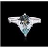 Image 1 : Platinum 2.59ct Aquamarine and Diamond Ring