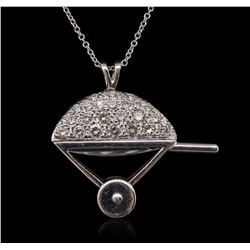 14KT White Gold Diamond and Enamel Pendant With Chain