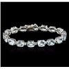 Image 1 : 14KT White Gold 18.87ctw Aquamarine and Diamond Bracelet