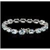 Image 2 : 14KT White Gold 18.87ctw Aquamarine and Diamond Bracelet