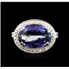 Image 1 : 14KT White Gold 5.81ct Tanzanite and Diamond Ring