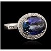 Image 2 : 14KT White Gold 5.81ct Tanzanite and Diamond Ring