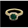 Image 1 : 1.29ct Emerald and Diamond Ring - 14KT Yellow Gold