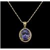 Image 2 : 4.45ct Tanzanite and Diamond Necklace - 14KT Yellow Gold