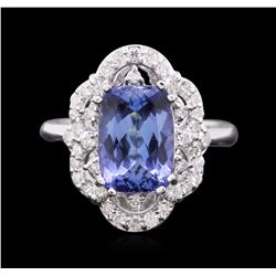 14KT White Gold 3.20ct Tanzanite and Diamond Ring