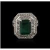 Image 1 : 14KT White Gold 3.28ct Emerald and Diamond Ring