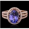 Image 1 : 14KT Rose Gold 2.92ct Tanzanite and Diamond Ring