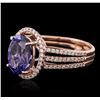 Image 2 : 14KT Rose Gold 2.92ct Tanzanite and Diamond Ring
