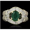 Image 1 : 14KT Yellow Gold 1.96ct Emerald and Diamond Ring