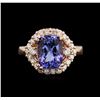 Image 1 : 3.46ct Tanzanite and Diamond Ring - 14KT Rose Gold