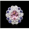 Image 1 : 14KT White Gold 2.24ct Tourmaline, Sapphire and Diamond Ring