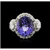 Image 1 : 14KT White Gold 6.14ct Tanzanite and Diamond Ring