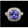Image 1 : 4.26ct Tanzanite and Diamond Ring - 14KT White Gold