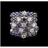 Image 1 : 14KT White Gold 5.72ctw Sapphire and Diamond Ring