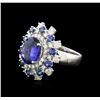Image 2 : 14KT White Gold 4.17ct Tanzanite, Sapphire and Diamond Ring