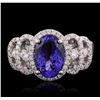 Image 1 : 18KT White Gold 2.15ct Tanzanite and Diamond Ring