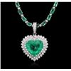 Image 2 : 14-18KT White Gold 23.29ctw Emerald and Diamond Necklace