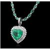 Image 3 : 14-18KT White Gold 23.29ctw Emerald and Diamond Necklace