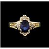 Image 1 : 14KT Yellow Gold 0.90ct Sapphire and Diamond Ring