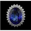 Image 1 : 14KT White Gold GIA Certified 22.43ct Tanzanite and Diamond Ring