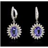 Image 1 : 14KT White Gold 4.08ctw Tanzanite and Diamond Earrings