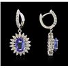 Image 2 : 14KT White Gold 4.08ctw Tanzanite and Diamond Earrings