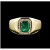 Image 1 : 1.36ct Emerald and Diamond Ring - 14KT Yellow Gold