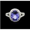 Image 1 : 14KT White Gold 4.19ct Tanzanite and Diamond Ring