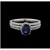 Image 1 : 1.21ct Sapphire and Diamond Ring - 14KT White Gold