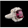 Image 2 : 14KT White Gold GIA Certified 6.65ct Tourmaline and Diamond Ring