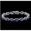 Image 1 : 32.64ctw Blue Sapphire and Diamond Bracelet - 14KT White Gold