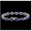 Image 2 : 32.64ctw Blue Sapphire and Diamond Bracelet - 14KT White Gold
