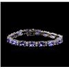 Image 1 : 14KT White Gold 17.76ctw Tanzanite and Diamond Bracelet