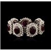 Image 1 : 14KT White Gold 66.64ctw Ruby and Diamond Bracelet