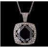 Image 1 : 14KT White Gold 18.84ctw Black Diamond Pendant With Chain