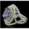 Image 2 : 14KT White Gold 4.67ct Tanzanite and Diamond Ring