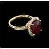 Image 2 : 9.77ct Ruby and Diamond Ring - 14KT Yellow Gold