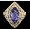 Image 1 : 14KT Yellow Gold 10.41ct Tanzanite and Diamond Ring