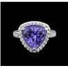 Image 1 : 4.35ct Tanzanite and Diamond Ring - 14KT White Gold