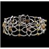 Image 1 : 5.75ctw Fancy Mix Diamond Bracelet - 14KT Two-Tone Gold