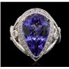 Image 1 : 14KT White Gold 7.40ct GIA Certified Tanzanite and Diamond Ring