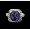 Image 1 : 14KT White Gold 4.25ct Tanzanite and Diamond Ring