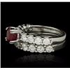 Image 2 : 14KT White Gold 1.62ct Ruby and Diamond Wedding Set