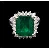 Image 1 : 11.15ct Emerald and Diamond Ring - 18KT White Gold