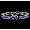 Image 2 : 14KT White Gold 25.66ctw Tanzanite and Diamond Bracelet