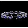 Image 3 : 14KT White Gold 25.66ctw Tanzanite and Diamond Bracelet