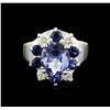 Image 1 : 14KT White Gold 2.52ct Tanzanite, Sapphire and Diamond Ring