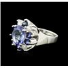 Image 2 : 14KT White Gold 2.52ct Tanzanite, Sapphire and Diamond Ring