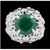 Image 1 : SILVER 9.68ct Emerald & White Topaz Ring