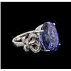 Image 2 : 12.47ct Tanzanite and Diamond Ring - 14KT White Gold